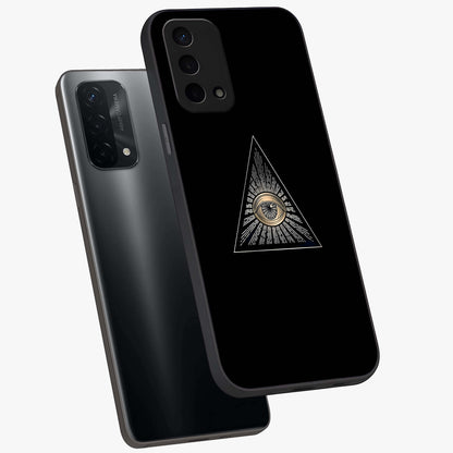 Illuminati Evil Glass Case displayed in angled mockup highlighting dark occult inspired design with bold aesthetic style.