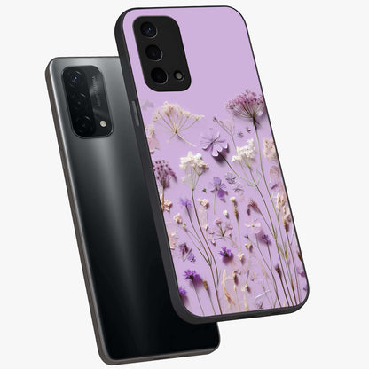 Lavender Blossom Dream Glass Case displayed in angled mockup highlighting dreamy lavender flower design with calming aesthetic style.