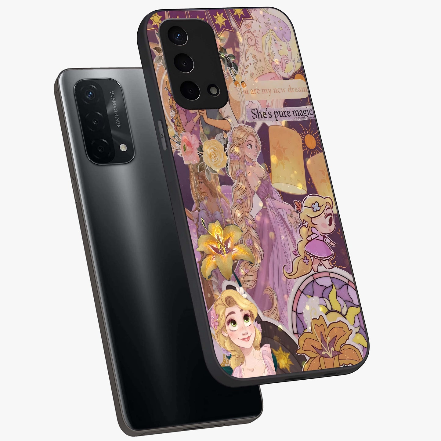 Magical Tangled Dream Glass Case displayed in angled mockup highlighting whimsical fantasy design with magical aesthetic.