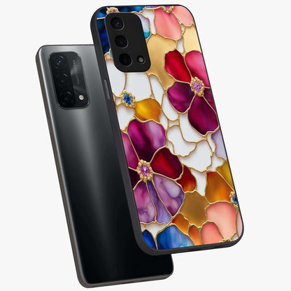 Marble Flower Pattern Glass Case displayed in angled mockup highlighting elegant marble floral design with modern aesthetic.