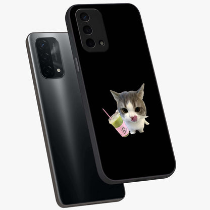 Matcha Cat Style Glass Case displayed in angled mockup highlighting playful feline design with pastel matcha aesthetic.