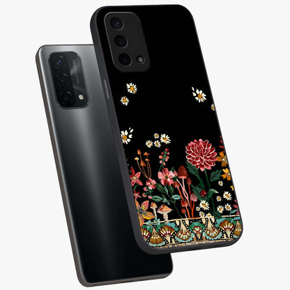 Midnight Bloom Pattern Glass Case displayed in angled mockup highlighting elegant flower design with midnight aesthetic style.