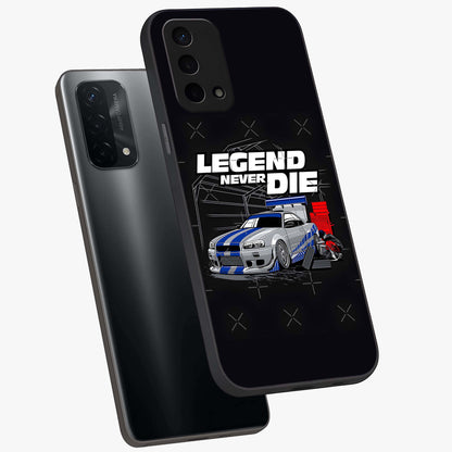 Midnight Racing Legacy Glass Case displayed in angled mockup highlighting dynamic automotive design with bold midnight aesthetic.