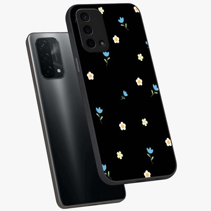 Minimal Petal Whispers Glass Case displayed in angled mockup highlighting delicate petal design with clean minimal aesthetic.