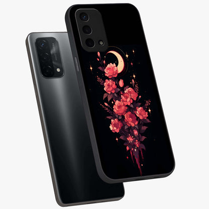 Moonlit Floral Elegance Glass Case displayed in angled mockup highlighting graceful flower design with soft moonlight aesthetic.