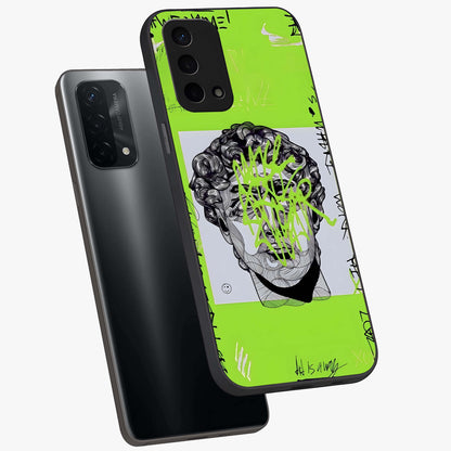 Neo Graffiti Rebellion Glass Case displayed in angled mockup highlighting urban street art design with rebellious aesthetic.