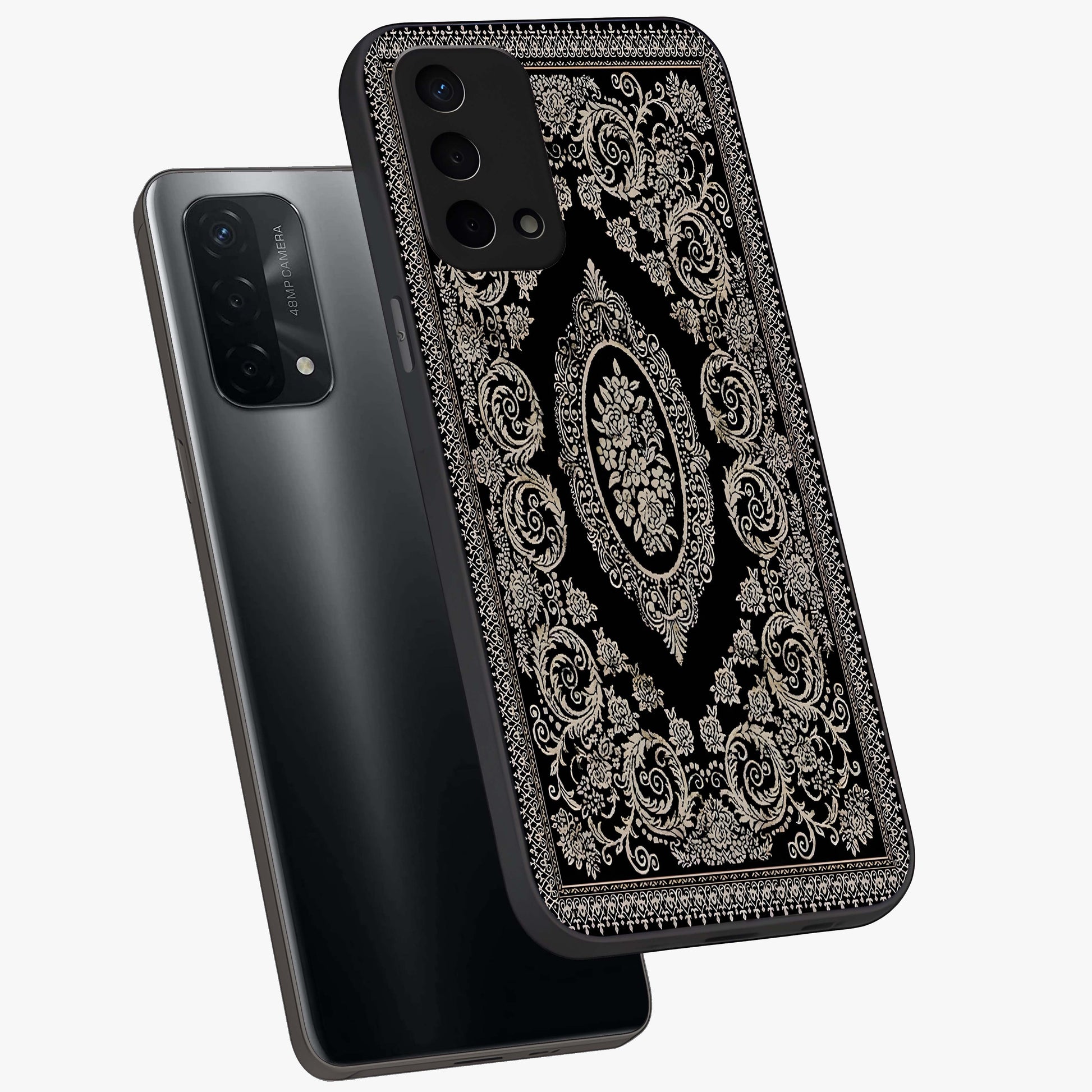 Noir Bloom Elegance Glass Case displayed in angled mockup highlighting refined flower design with stylish noir aesthetic.