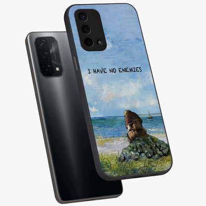 Peace Beyond War Glass Case displayed in angled mockup highlighting meaningful message design with artistic aesthetic style.