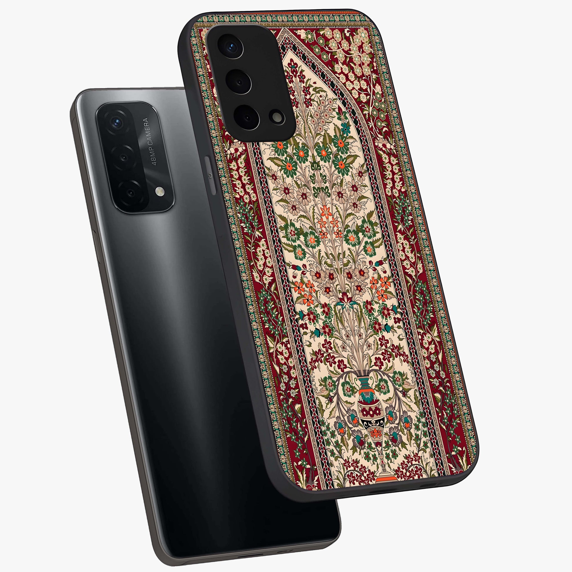Persian Inspired Glass Case displayed in angled mockup highlighting intricate traditional design with elegant cultural aesthetic.