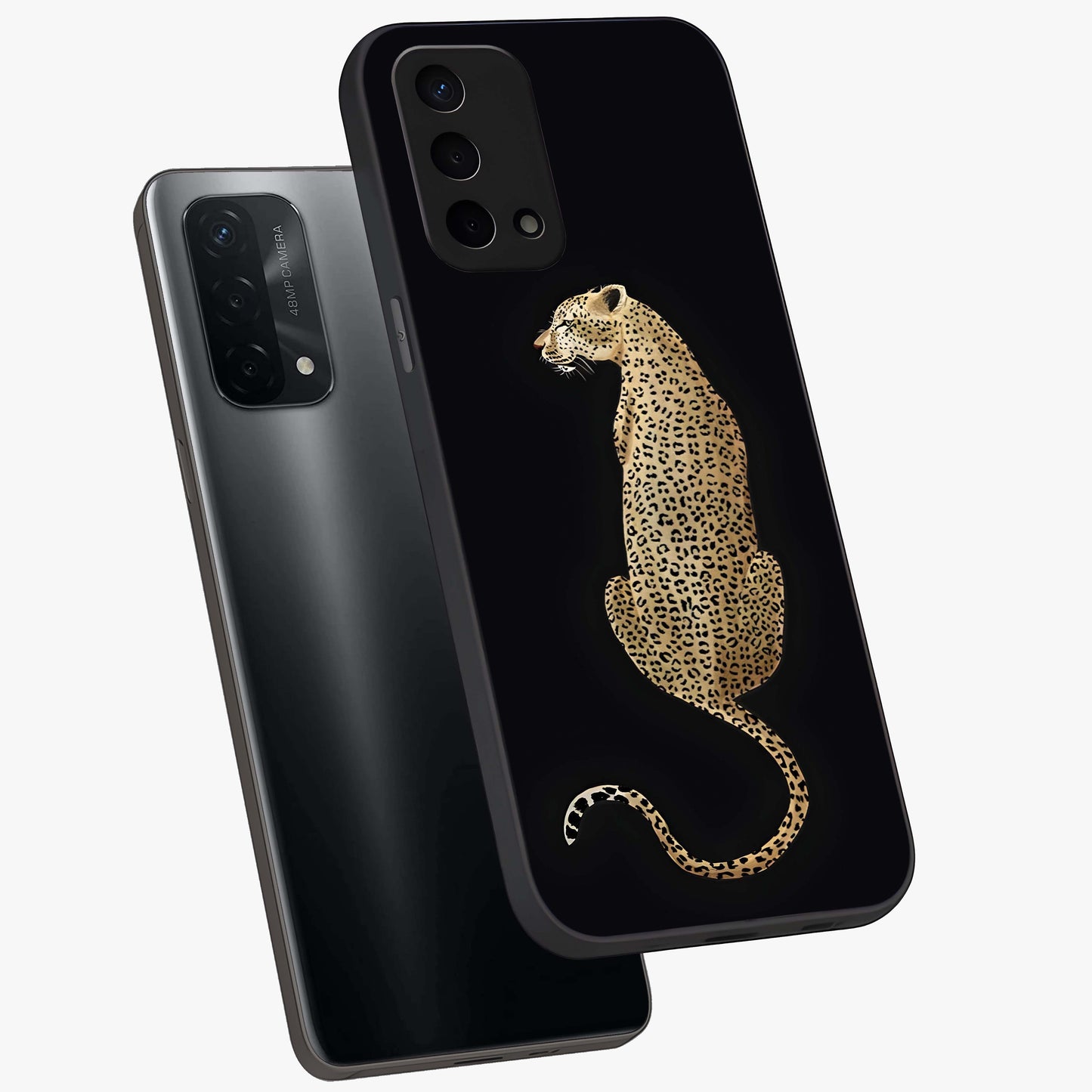 Regal Leopard Glass Case displayed in angled mockup highlighting powerful animal illustration with stylish wild aesthetic.