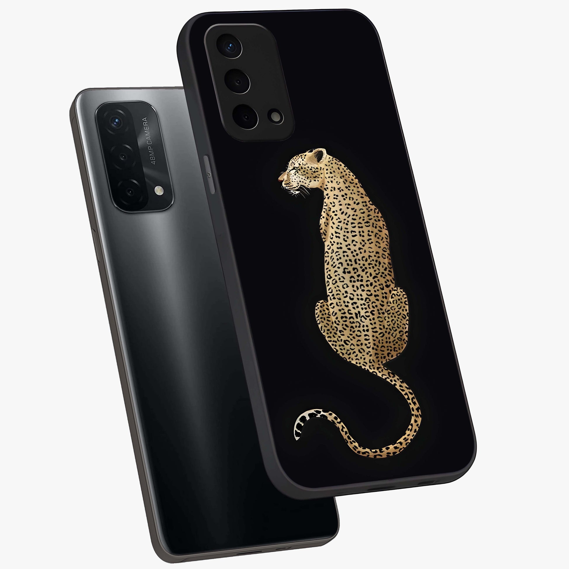Regal Leopard Glass Case displayed in angled mockup highlighting powerful animal illustration with stylish wild aesthetic.