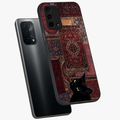 Regal Magic Cat Apple Glass Case displayed in angled mockup highlighting whimsical feline design with fantasy aesthetic.