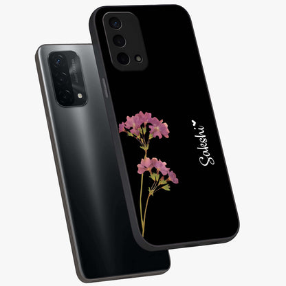 Riching Lavender Flower Custom Name Glass Case displayed in angled mockup highlighting delicate lavender flower design with custom name feature.