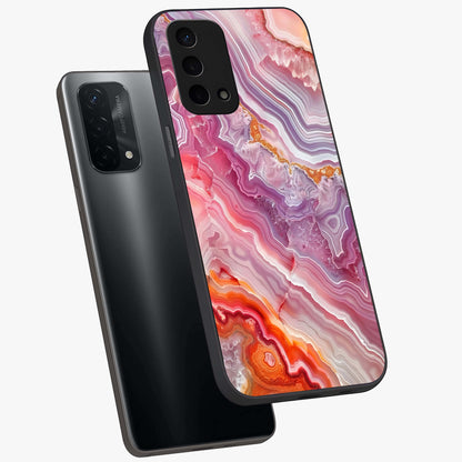 Rose Quartz Marble Glass Case displayed in angled mockup highlighting elegant marble pattern with soft aesthetic style.
