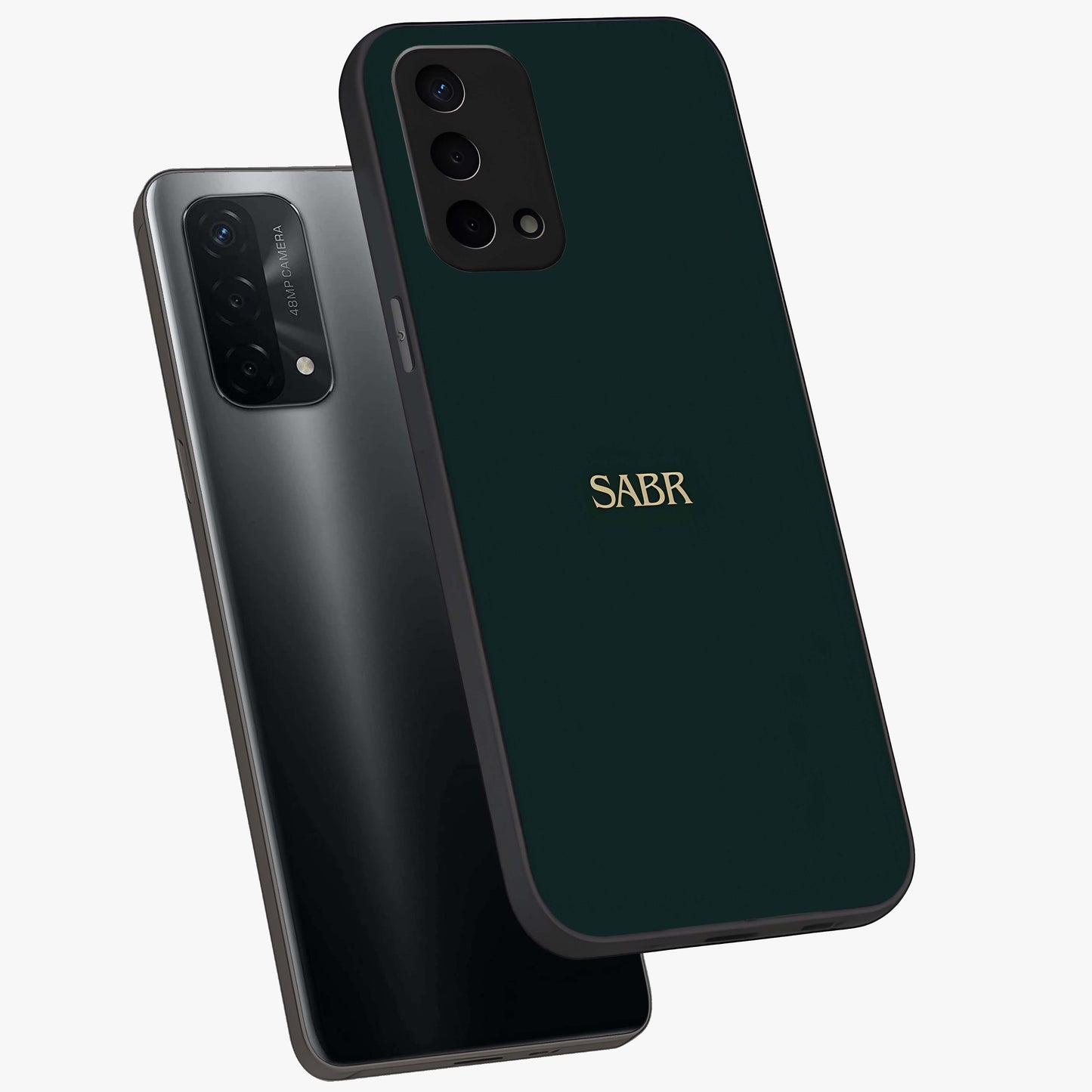Sabr Minimal Patience Glass Case displayed in angled mockup highlighting simple inspirational design with clean aesthetic style.