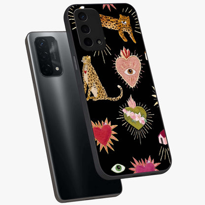 Sacred Jungle Heart Glass Case displayed in angled mockup highlighting lush tropical design with natural aesthetic style.