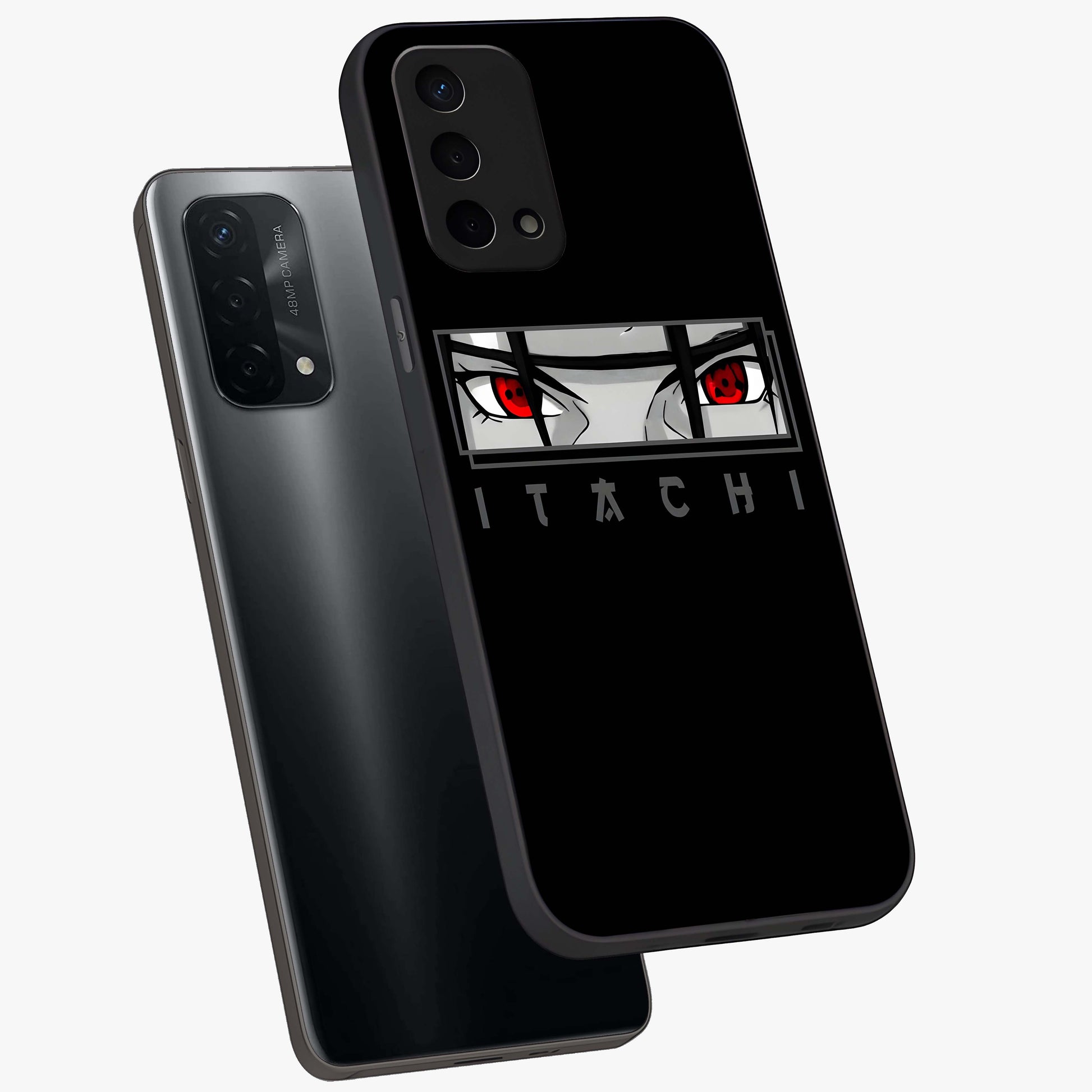 Scarlet Gaze Dominance Glass Case displayed in angled mockup highlighting intense visual design with bold scarlet aesthetic.