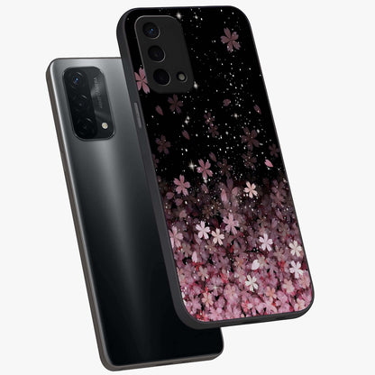 Small Starry Flowers Glass Case displayed in angled mockup highlighting tiny flower pattern with celestial aesthetic style.