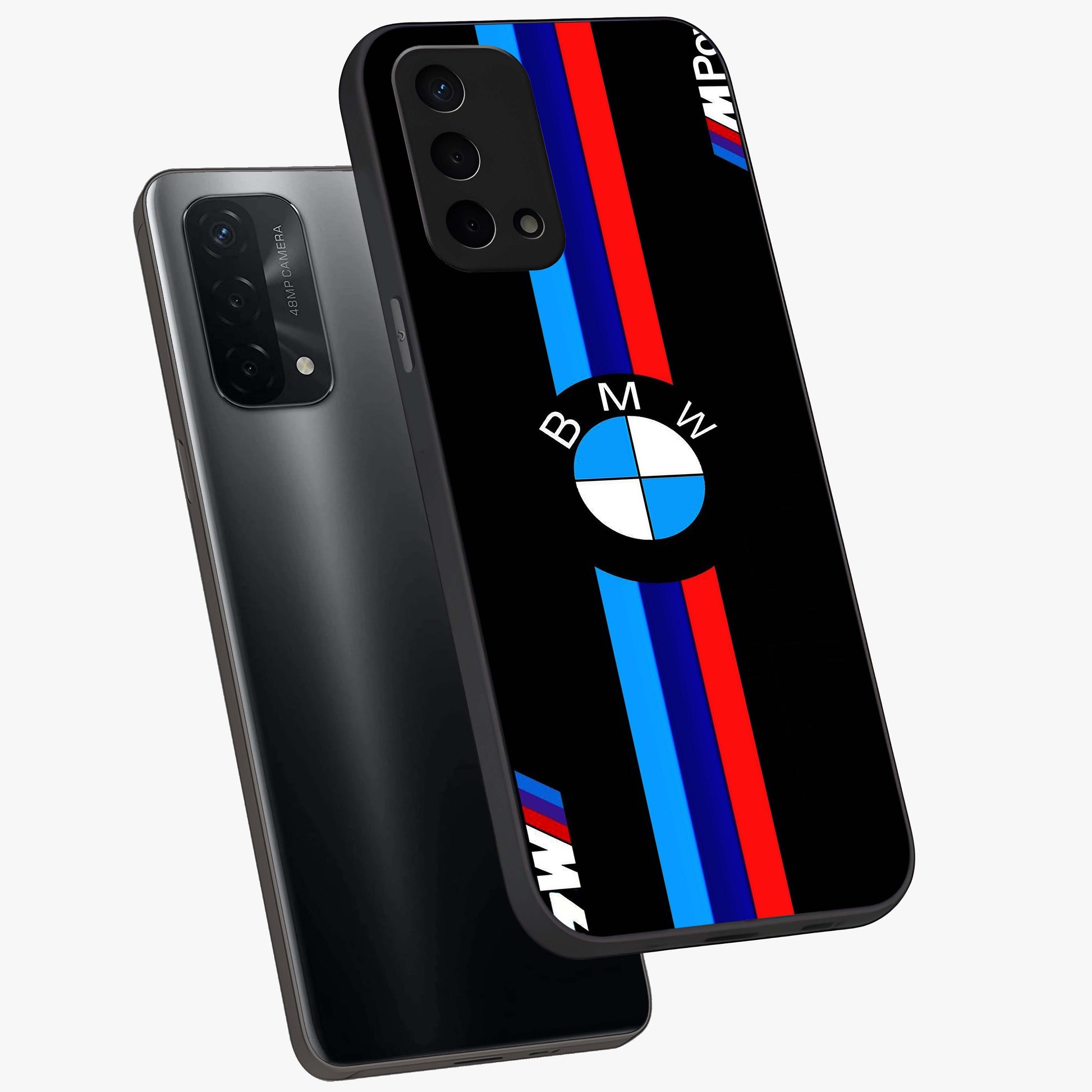Turbo BMW Beast Glass Case displayed in angled mockup highlighting sleek racing car design with bold automotive aesthetic.