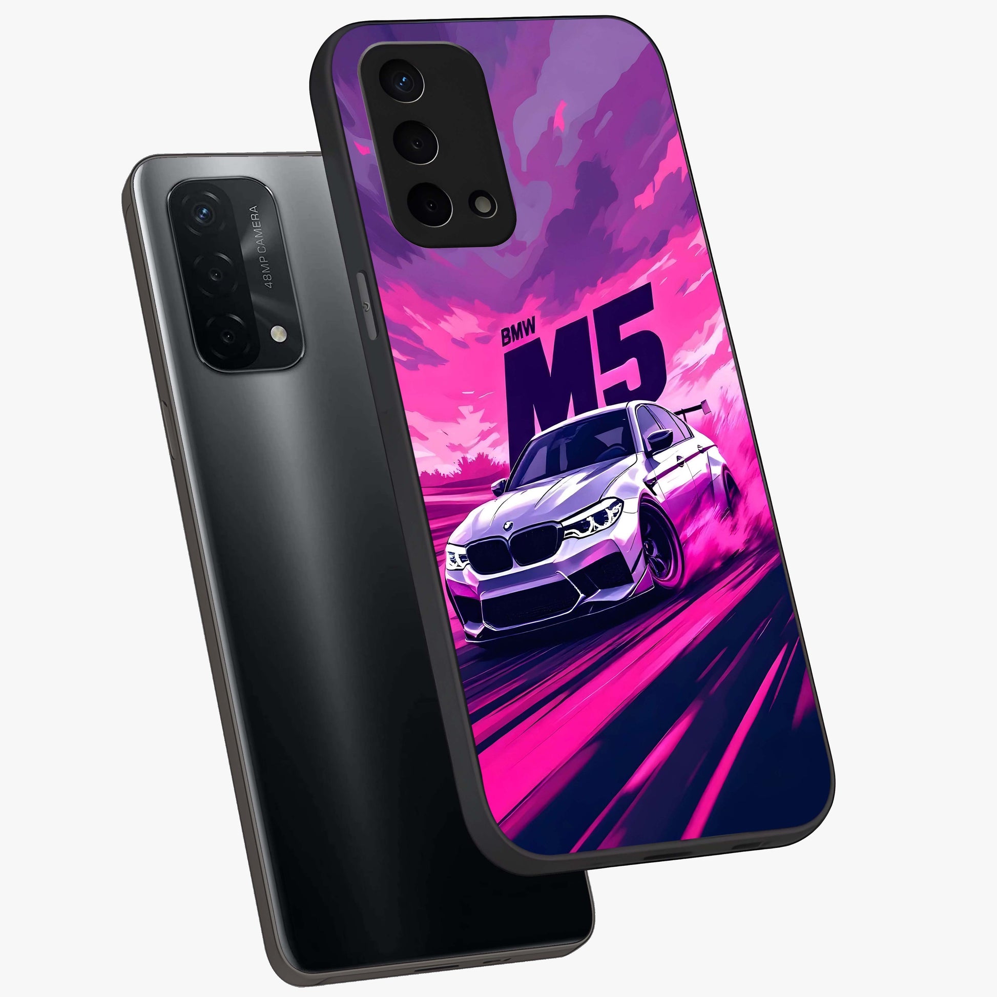 Velocity Drift Pulse Glass Case displayed in angled mockup highlighting dynamic drift design with sporty automotive aesthetic.