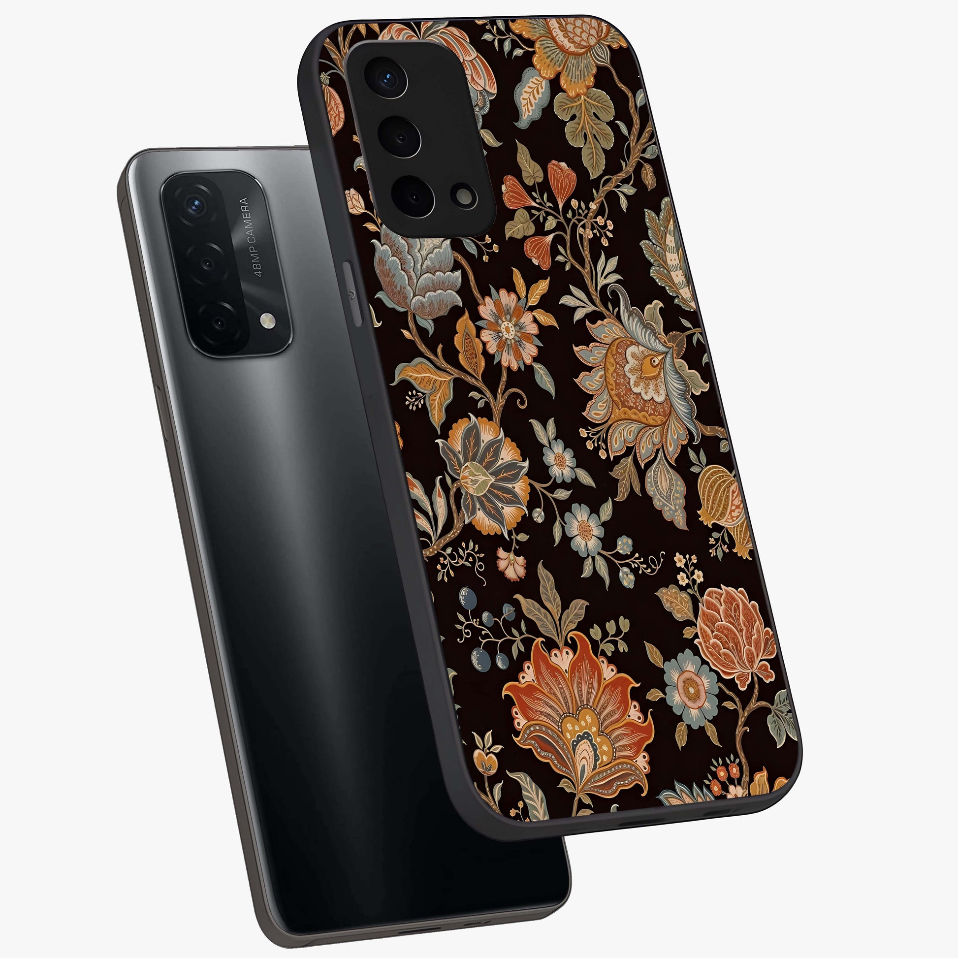 Vintage Floral Dream Glass Case displayed in angled mockup highlighting elegant vintage flower design with soft aesthetic style.