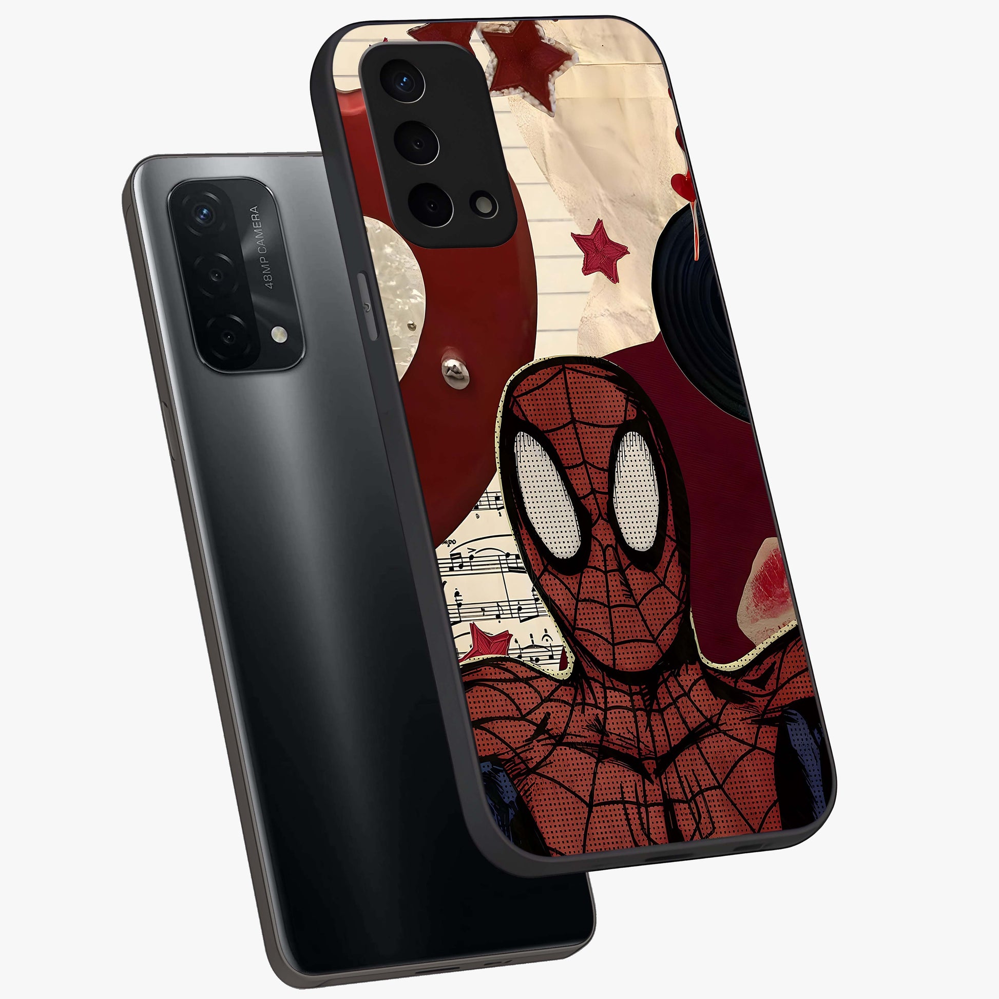 Web Warrior Vibes Glass Case displayed in angled mockup highlighting dynamic web design with comic style aesthetic.