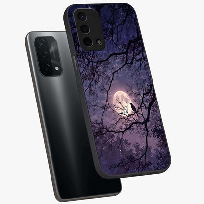 Whispering Moon Silence Glass Case displayed in angled mockup highlighting calm lunar design with dreamy night aesthetic.
