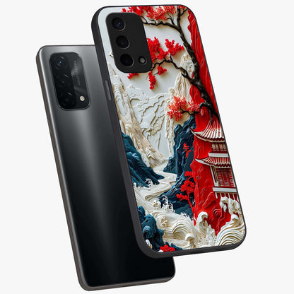 Whispers Of Sakura Waves Glass Case displayed in angled mockup highlighting flowing sakura design with soft floral aesthetic.