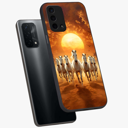 Wild Sunset Majesty Glass Case displayed in angled mockup highlighting vibrant sunset sky design with scenic aesthetic.