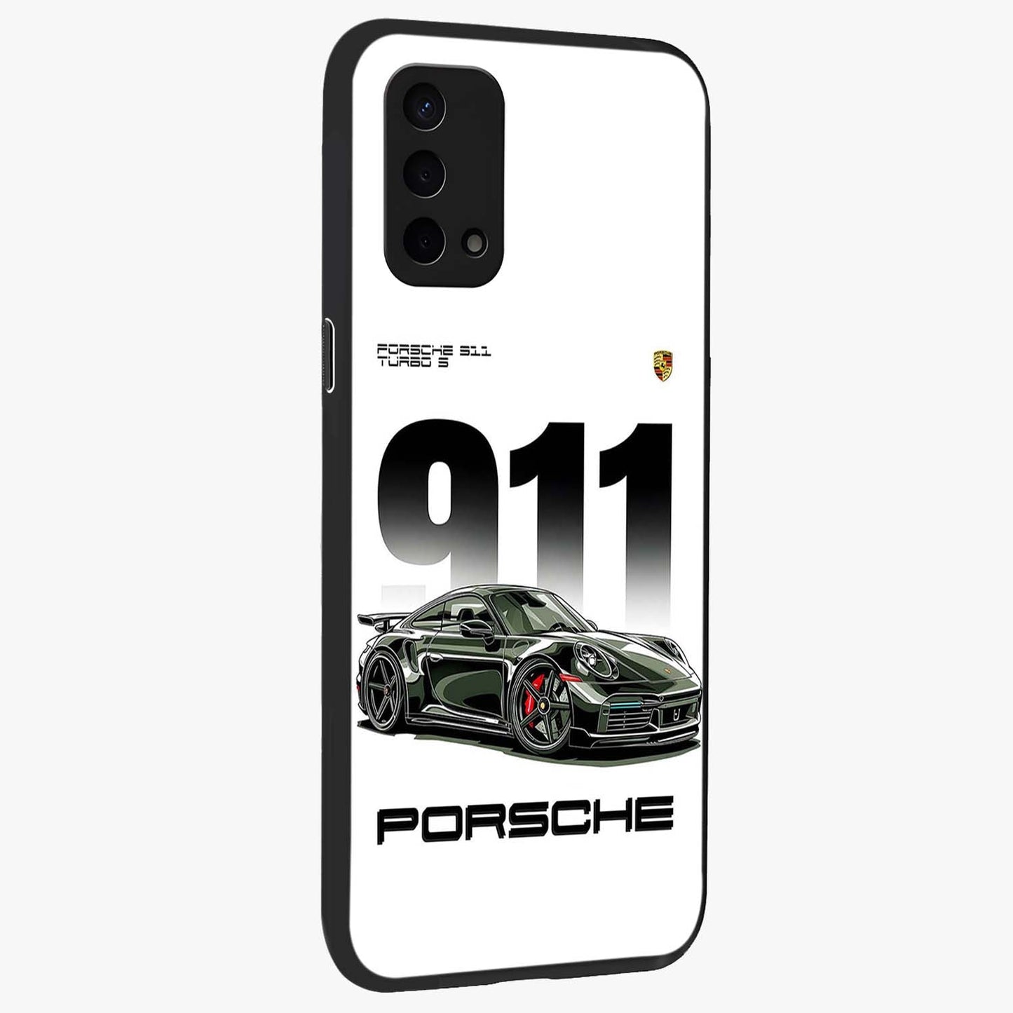 911 Turbo Dominance Glass Case upright perspective showcasing powerful racing design and modern automotive aesthetic.