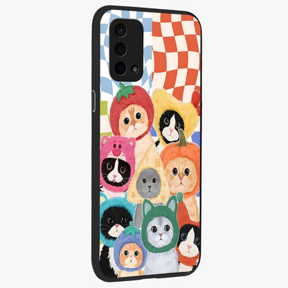 Cats in Fruits Glass Case upright view showcasing charming cat artwork with fun fruity theme.