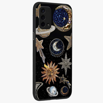Celestial Gem Constellations Glass Case upright view showcasing cosmic constellation artwork with celestial aesthetic style.
