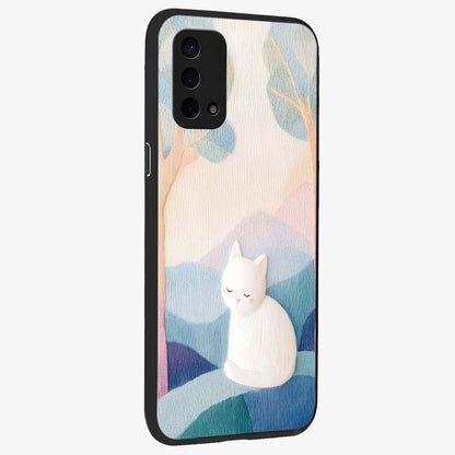 Cotton Dream Cat Glass Case upright view showcasing charming cat artwork with cozy dreamy theme.
