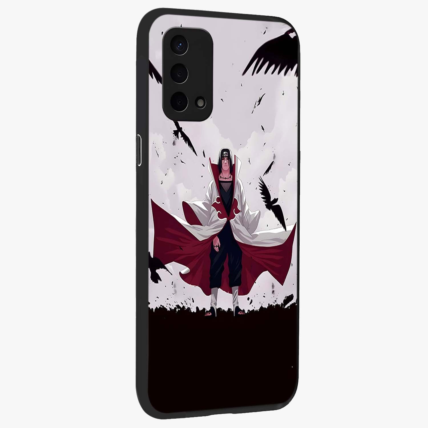 Crimson Crow Ascension Glass Case upright view showcasing dramatic crow artwork with bold gothic theme.
