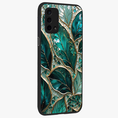 Emerald Leaf Glass Glass Case upright view showcasing fresh green leaf artwork with calming nature inspired style.