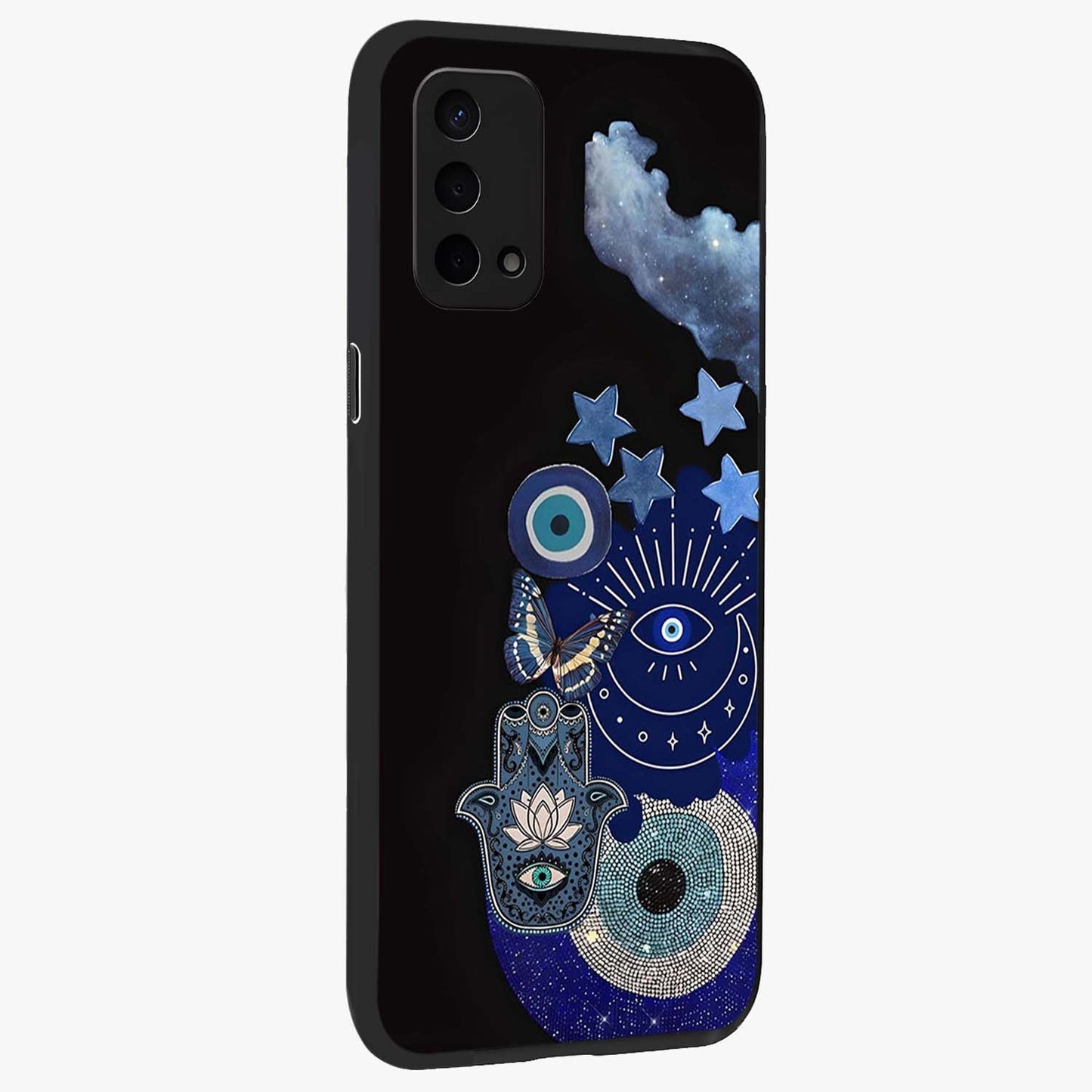 Galactic Charm Cluster Glass Case upright view showcasing glowing cosmic charm artwork with magical celestial style.