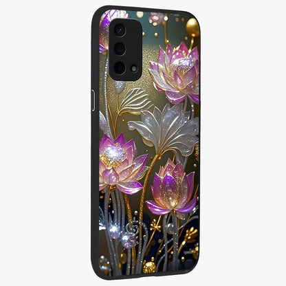 Golden Floral Majesty Glass Case upright view showcasing majestic floral artwork with rich decorative theme.