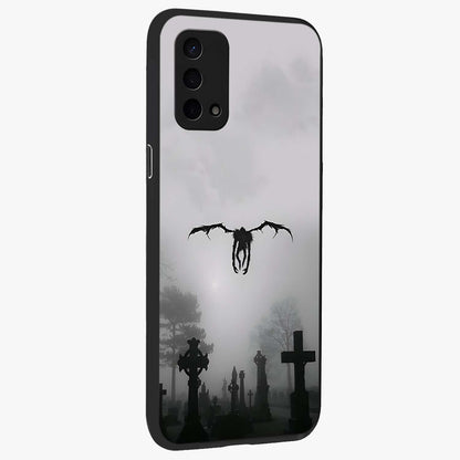 Graveyard Shadow Descent Glass Case upright view showcasing haunting graveyard artwork with dramatic dark theme.