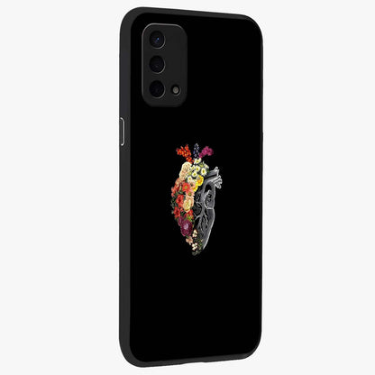 Heart With Flowers Glass Case upright view showcasing decorative heart and floral artwork with sweet romantic theme.