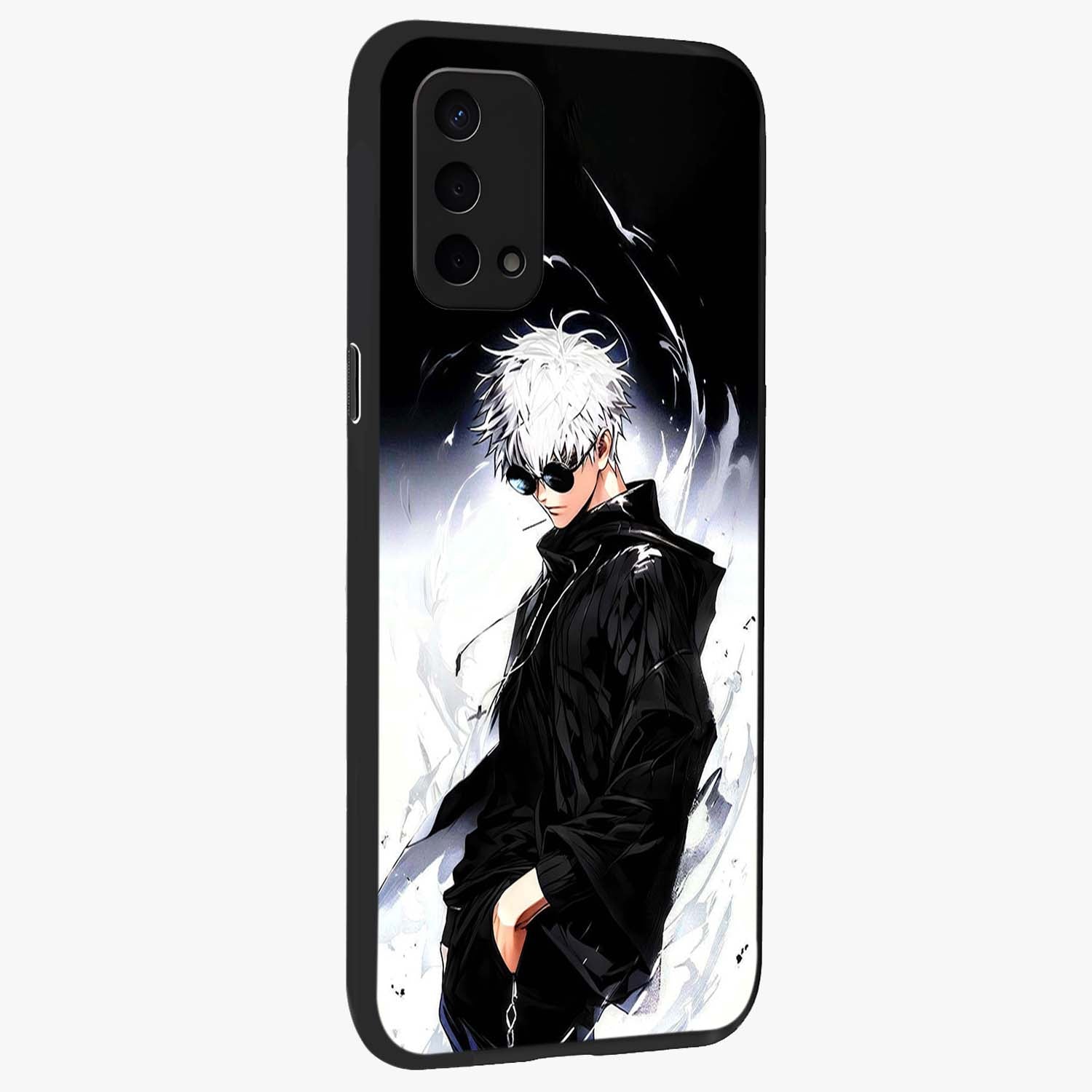 Limitless Shadow King Glass Case upright view showcasing bold shadow warrior artwork with epic fantasy theme.
