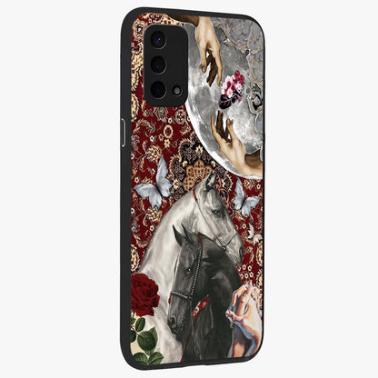 Moonlit Royal Stallion Glass Case upright view showcasing dramatic horse artwork with glowing moon themed design.