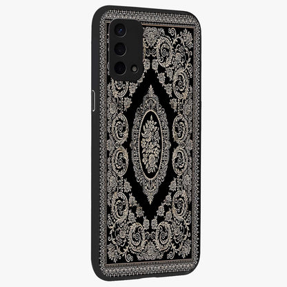 Noir Bloom Elegance Glass Case upright view showcasing graceful floral artwork with luxurious dark theme.