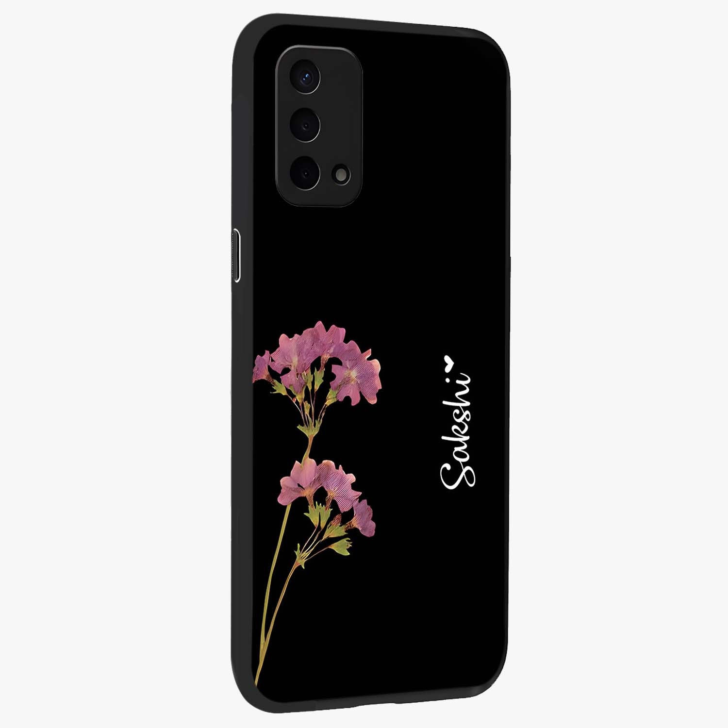 Riching Lavender Flower Custom Name Glass Case upright view showcasing elegant lavender floral artwork with personalized aesthetic.