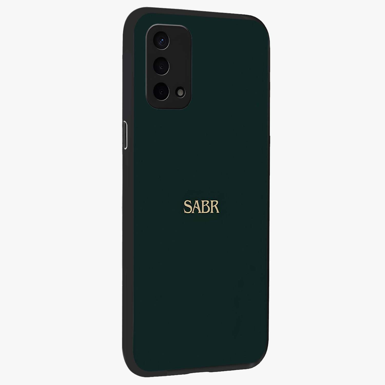 Sabr Minimal Patience Glass Case upright view showcasing calm minimalist artwork with motivational patience theme.
