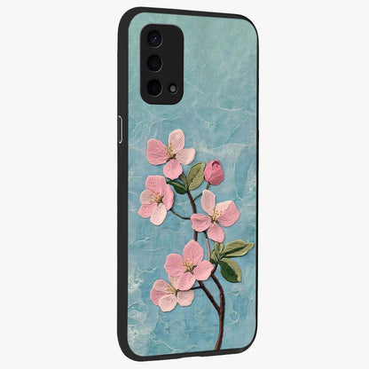 Threaded Blossom Breeze Glass Case upright view showcasing graceful flower artwork with calm botanical theme.