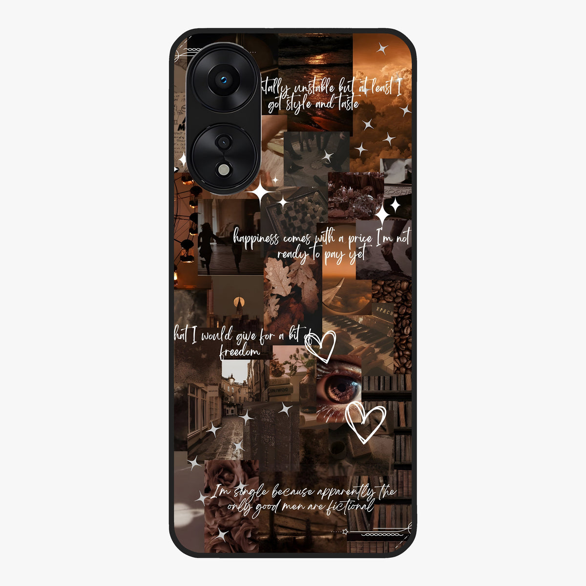 Bittersweet Aesthetic Chaos Glass Case showing flat back view with artistic chaotic aesthetic design and glossy glass finish.