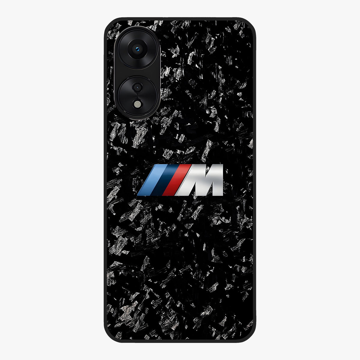 Carbon Speed Mark Glass Case showing flat back view with sporty carbon pattern artwork and glossy glass finish.