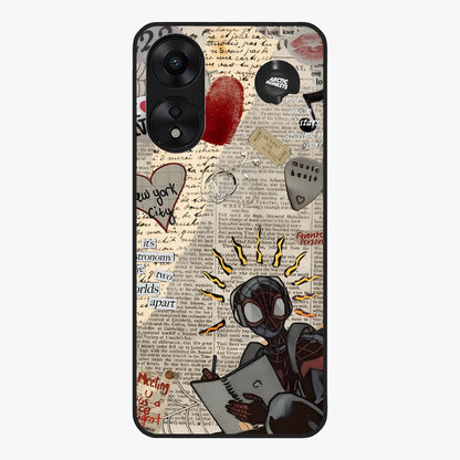City Dream Sketch Glass Case showing flat back view with artistic city skyline sketch artwork and glossy glass finish.
