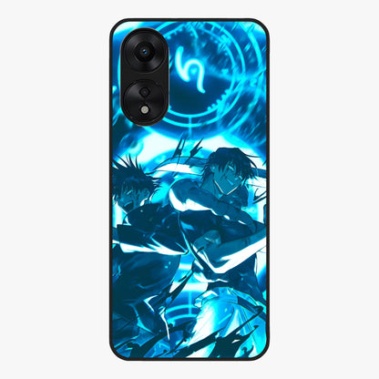 Cursed Energy Clash Glass Case showing flat back view with intense cursed energy artwork and glossy glass finish.