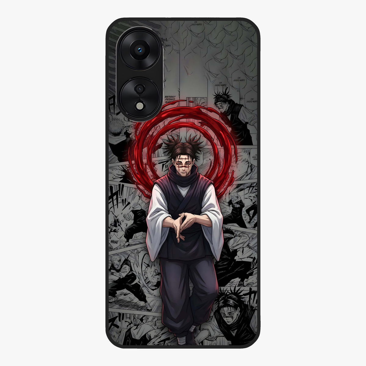 Cursed Ritual Ascension Glass Case showing flat back view with dark ritual themed artwork and glossy glass finish.